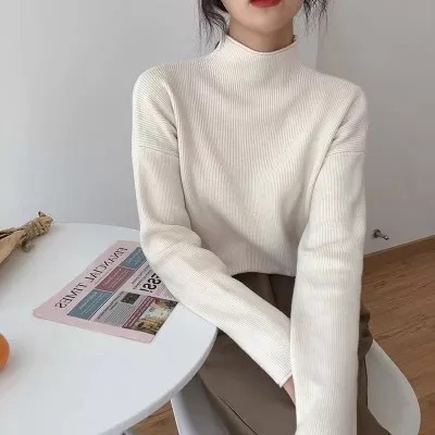 外贸半高领打底衫女秋冬