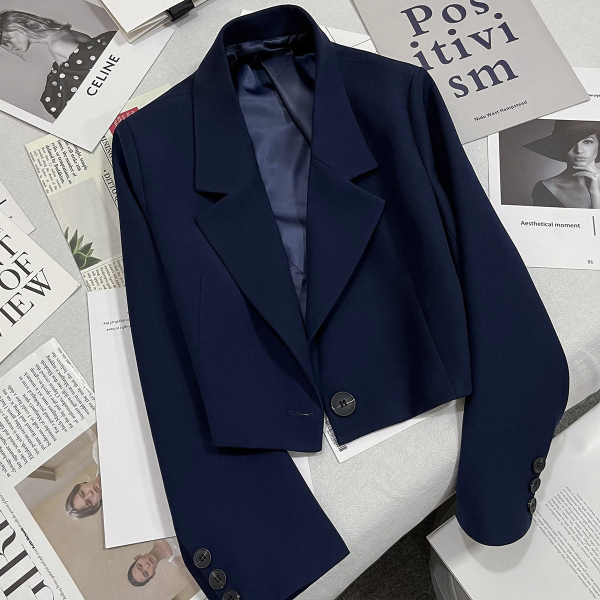 短款西装女2024spring women fashion short blazers jacket suit