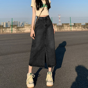 牛仔2023 autumn women long denim skirt ladies fashion skirts