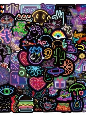 100PCS Neon Light Sticker Gifts Toys for Children Anime