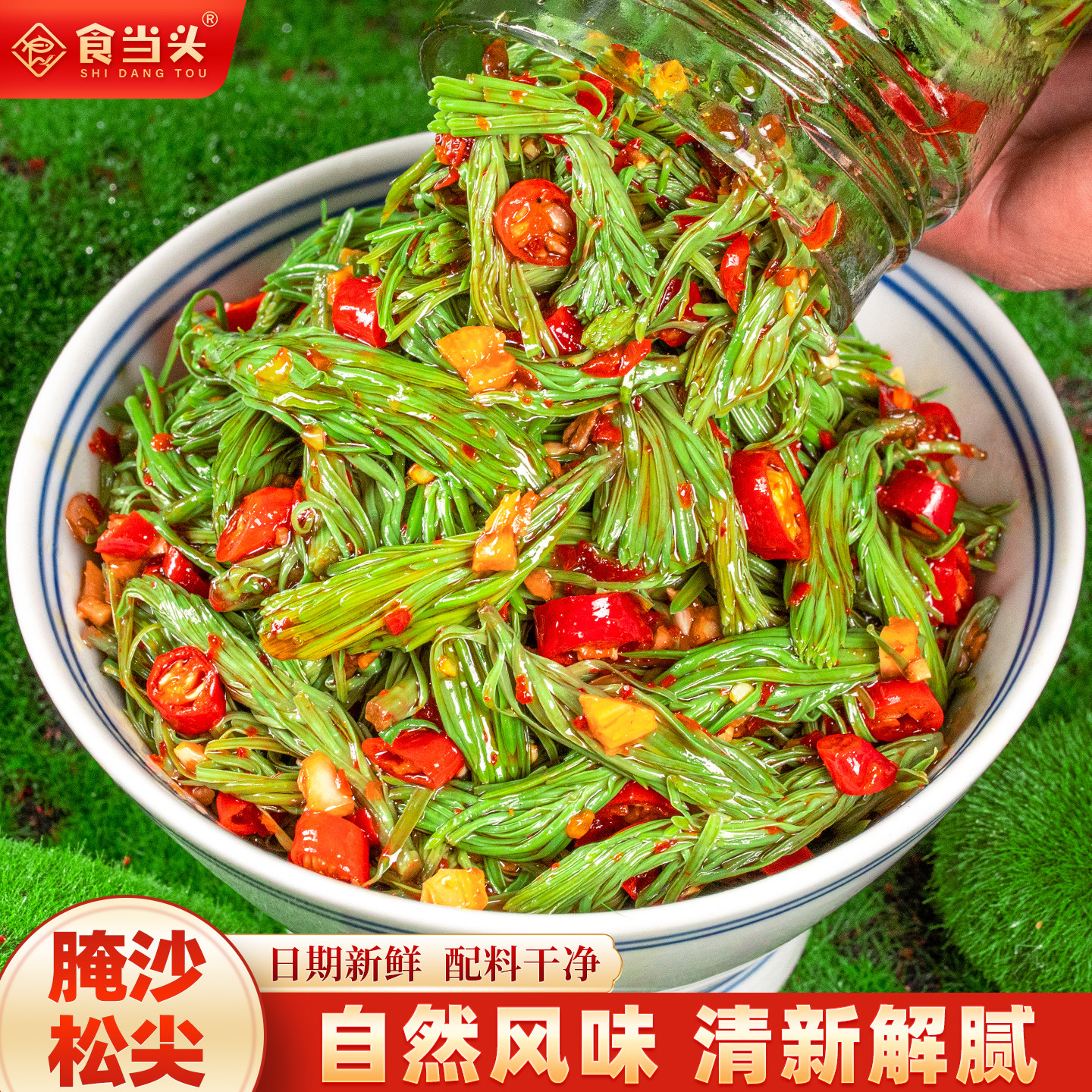 手工凉拌云南高山沙松尖农家特色野菜开味辣椒酱腌菜即食下饭菜