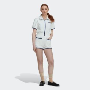 Adidas/阿迪达斯 女子三叶草 ROMPER 运动短袖翻领连体衣 HT5937