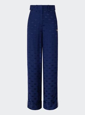 Adidas/阿迪达斯 女子三叶草印花宽松阔腿运动长裤 IX0938