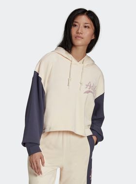 Adidas/阿迪达斯 女子三叶草休闲运动连帽卫衣套头衫 HD9782