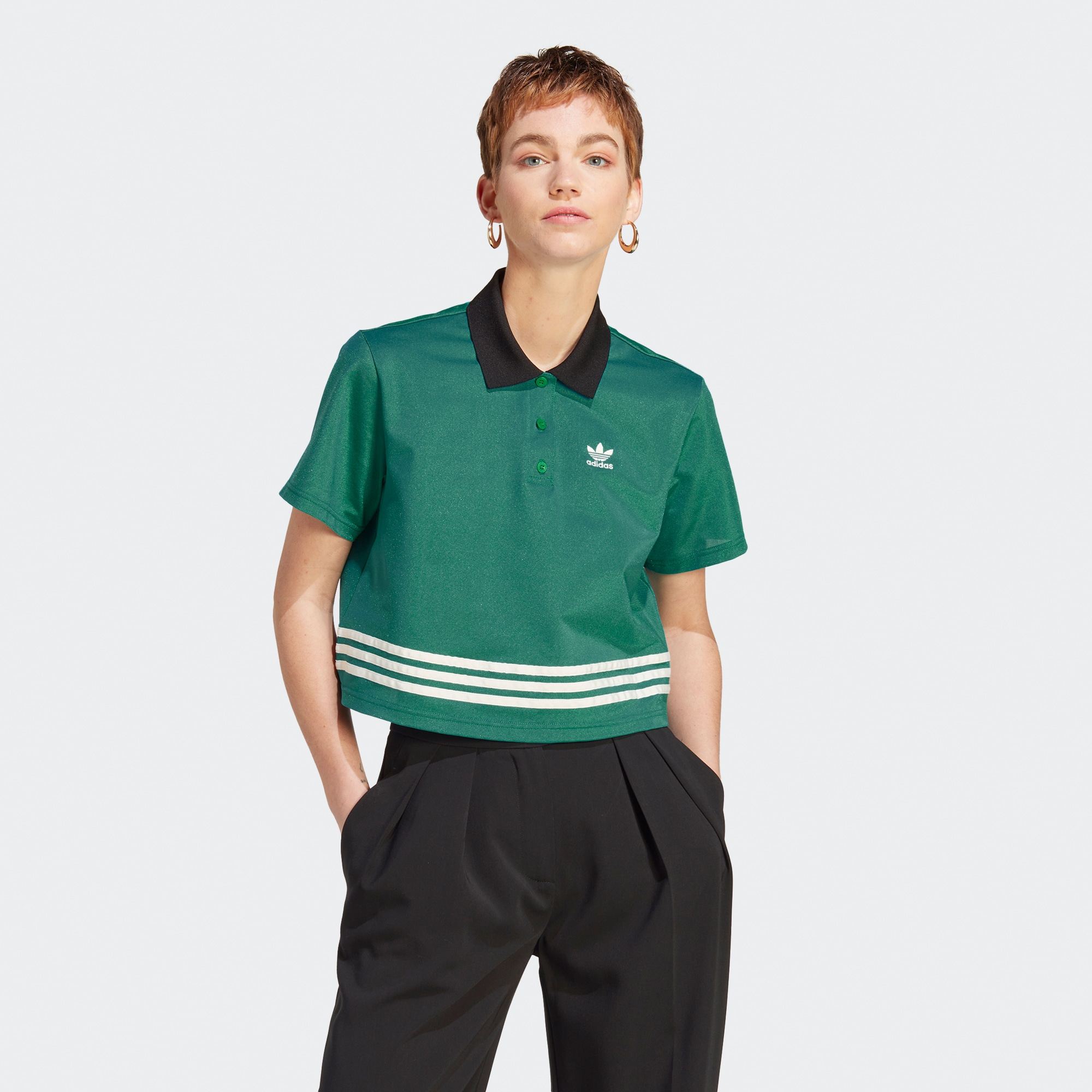 Adidas/阿迪达斯 女子三叶草复古风短款运动短袖POLO衫 IK7851,运动服/休闲服装,运动POLO衫,淘宝优惠券,粉丝福利购,淘宝优惠卷