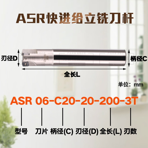 ASR06数控立铣刀杆 快速进给铣刀杆EPNW0603配套刀片开粗铣刀片