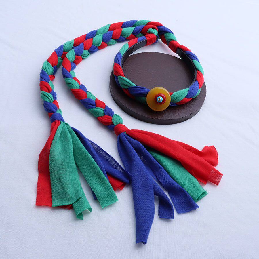 藏式辫子头饰24新年辫子民族风平安扣辫子藏族假发压发发箍藏族头