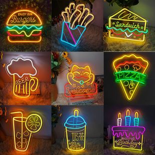 摆摊引流灯汉堡热狗led霓虹灯奶茶薯条霓虹灯夜市摆摊引流神器发
