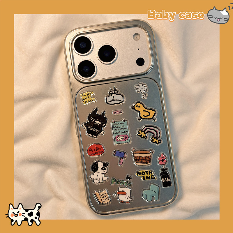 卡通DIY贴纸适用苹果电镀手机壳