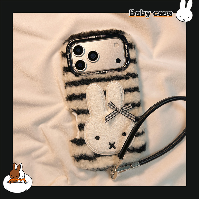 简约条纹米菲兔适用苹果手机壳