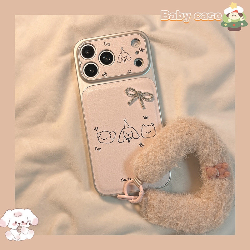 北比可爱粉色狗狗立体蝴蝶结适用苹果17pro手机壳iphone16promax新款15带挂绳17少女14pm皮质13好看16pro全包,3C数码配件,手机保护套/壳,淘宝优惠券,粉丝福利购,淘宝优惠卷