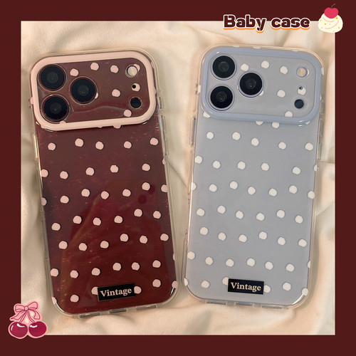 北比 ins樱桃红冰川蓝满屏波点适用苹果18promax手机壳iPhone17promax新款15女16pro小众17pro全包防摔保护套