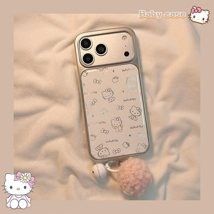 北比ins简约线条HelloKitty猫适用iphone17pro手机壳苹果16promax新款15电镀滴胶17女14可爱15pm日韩风16全包