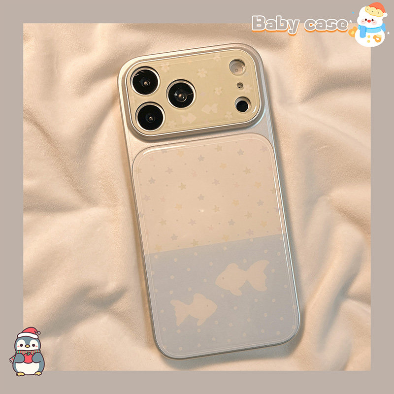 北比 小清新拼接波点金鱼大视窗适用苹果17promax手机壳ip