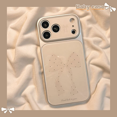 北比韩系小众ins波点蝴蝶结适用苹果17promax手机壳iphone16pro新款15女17pro大视窗电镀15pro全包防摔手机套