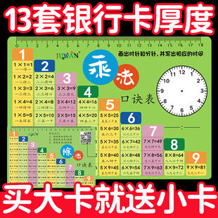 大99九九乘法口诀表卡片除法卡二年级上册背诵神器2023款 数学教具