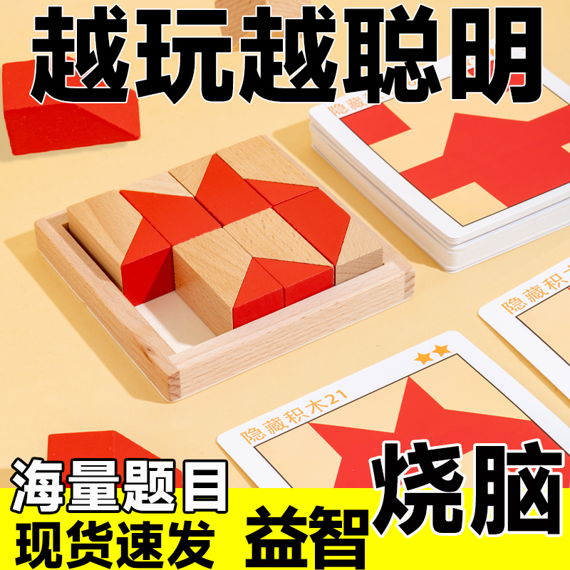隐藏积木拼图黑白玩具益智拼装思维训练男女孩2024新款3到6岁以上