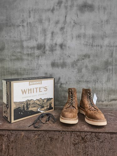 whitesboots翻毛牛皮工装靴