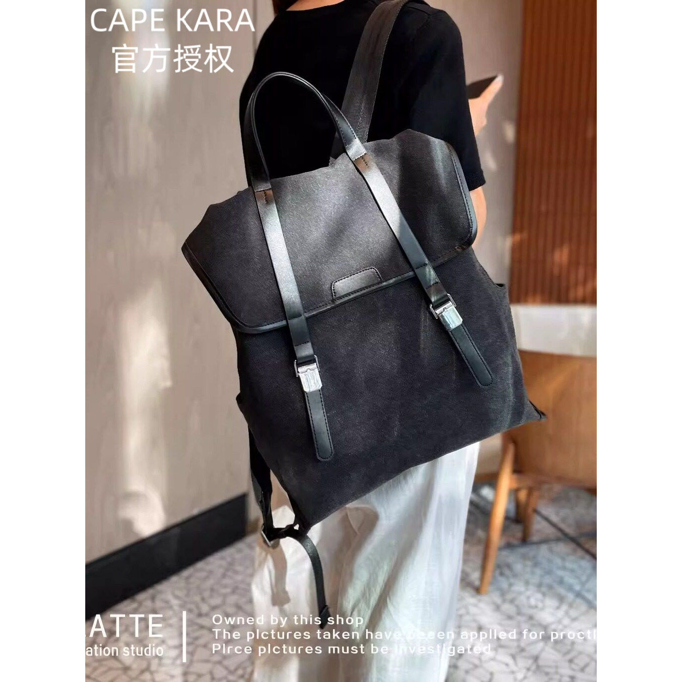 英国 Cape Kara 高颜值通勤双肩包女轻便帆布时尚女士背包高级