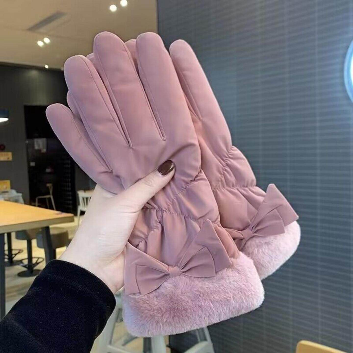 冬季女保暖加绒加厚手套开车骑行
