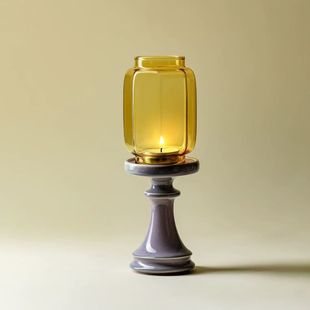微瑕紫气东来明清烛台陶瓷底座中式摆件香薰茶室氛围灯复古高级感