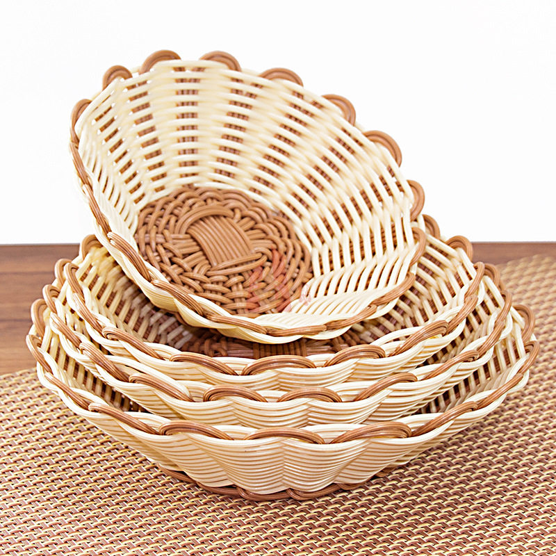 环保PP仿藤编织篮 圆形花边果篮KTV小吃薯条篮 火锅蔬菜篮水果篮,收纳整理,脏衣篮,淘宝优惠券,粉丝福利购,淘宝优惠卷