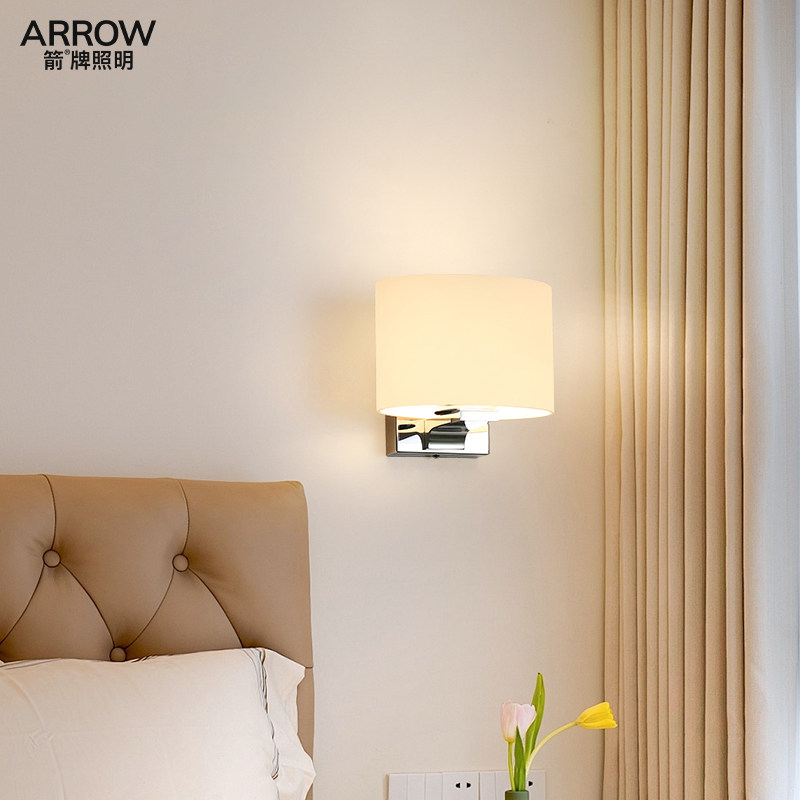 箭牌月光壁灯现代简约奶油风书房主卧床头灯走廊过道护眼背景墙灯