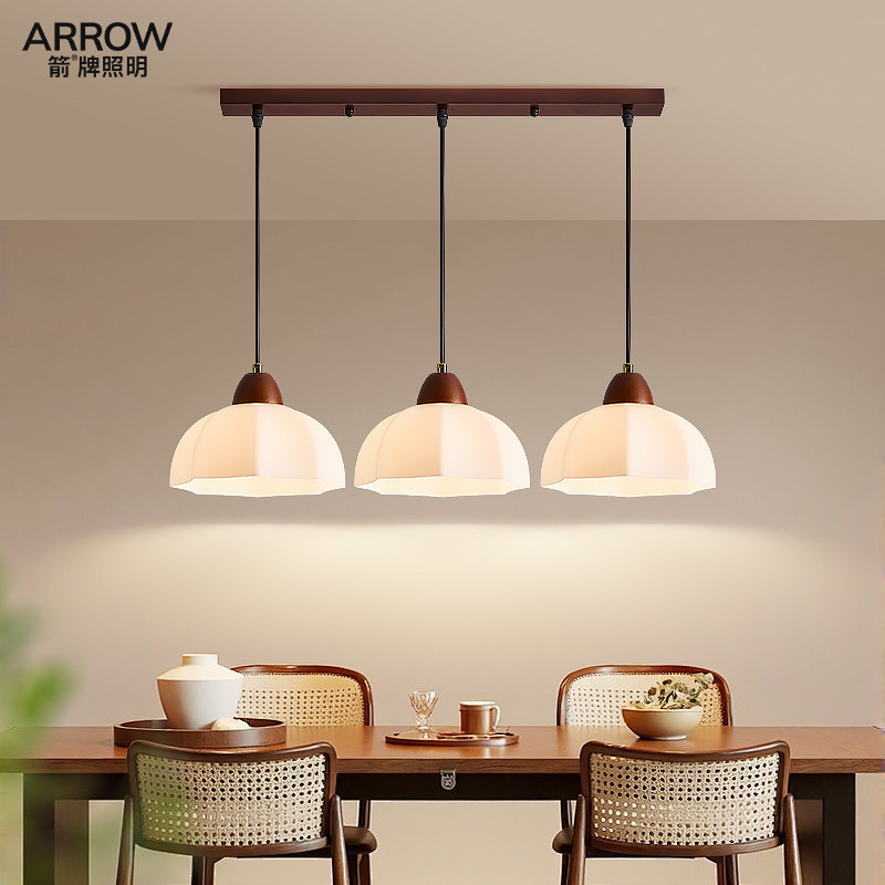 箭牌木艺餐厅灯中古风胡桃木色餐吊灯设计师创意饭厅餐桌吧台灯具,家装灯饰光源,餐厅吊灯,淘宝优惠券,粉丝福利购,淘宝优惠卷