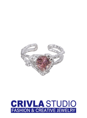 开口爱心食指戒指女时尚小众设计