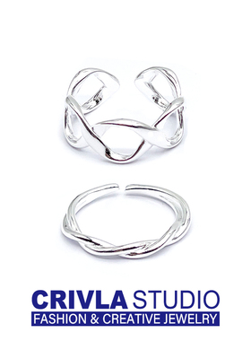 CRIVLA几何镂空感韩版小众设计感戒指2025年新款男女ins时尚食指