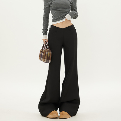 RNBN黑色低腰修身V型西裤