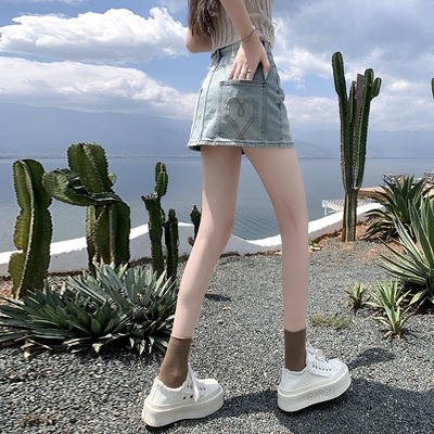 RNBN浅蓝色百搭牛仔短裙女
