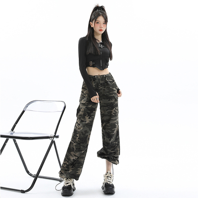 RNBN秋季复古迷彩束脚工装裤