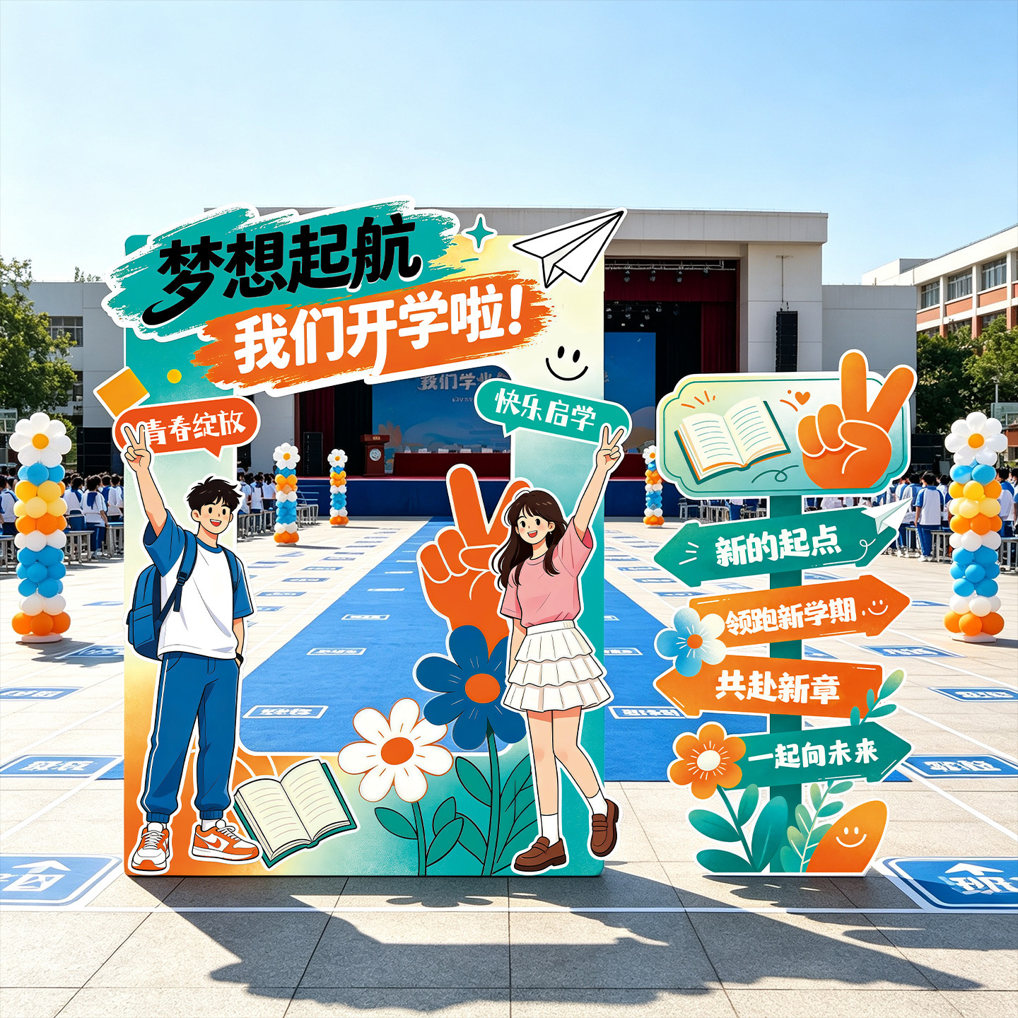 可定制初高中开学拍照框KT板