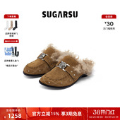 勃肯鞋 复古毛绒穆勒真皮时尚 半拖外穿女 秋冬新款 SUGARSU酥履