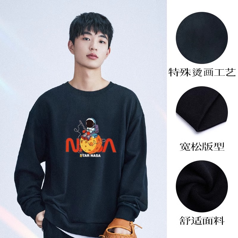 NASA GAME2024圆领卫衣男女潮牌宽松百搭简约春季情侣