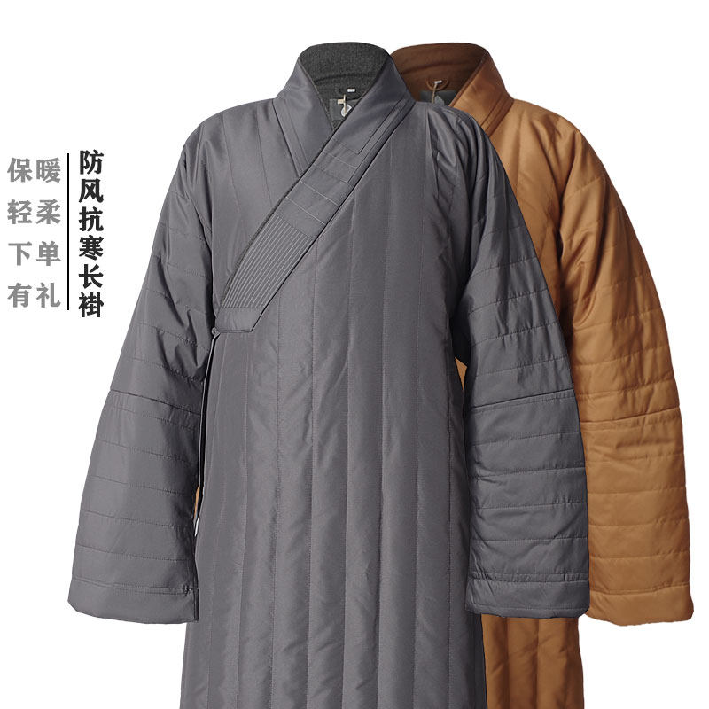 僧服冬季棉衣长褂防风抗寒保暖大褂僧服装出家和尚加厚绒棉袄棉服