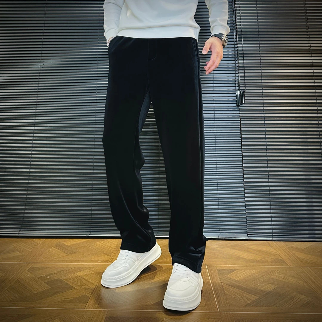 2025男装男士冬季潮流时尚舒适加厚加绒高端简约修身休闲裤9131