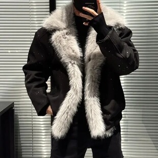 尚锋男装161冬季自主设计新款高级感轻奢厚重两面穿毛毛夹克外套