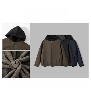 男款假两件棉服外套男士冬季新款毛绒宽松帅气青年加厚保暖夹克