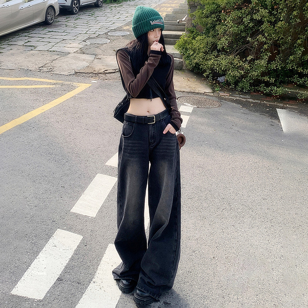 Winter Warm Jeans Women Straight Leg Pants Denim Trousers 女