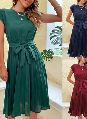 Summer Dress Women Beach Sundress Soild Colour Dresses Lady