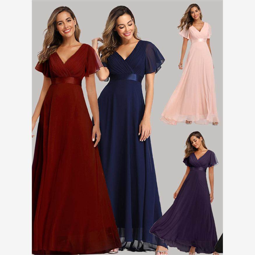 2022欧美伴娘晚礼服Chiffon Wedding Gown Party Evening Dresses