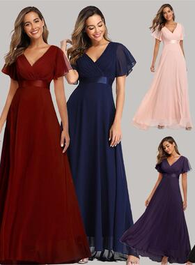 2022欧美伴娘晚礼服Chiffon Wedding Gown Party Evening Dresses