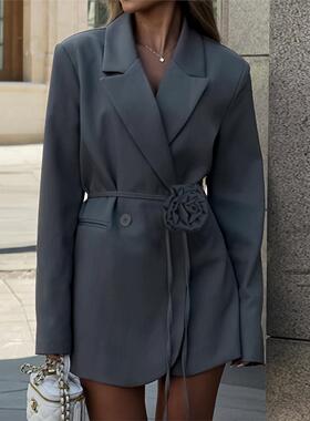 Flower suit jacket top for women通勤修身立体花朵西装外套上衣