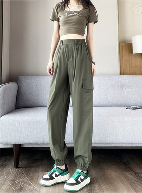 CARGO PANTS WOMEN JOGGER TROUSERS束脚工装裤速干美式哈伦裤女