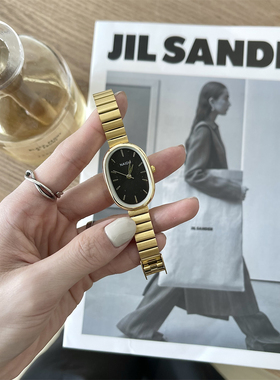 复古小金表ins高级感椭圆形手表女学生小众轻奢古风欧美女士腕表