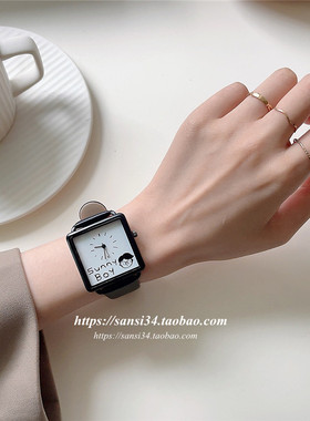 小众方形手表女款ins简约气质休闲百搭初高中学生男女孩情侣手表