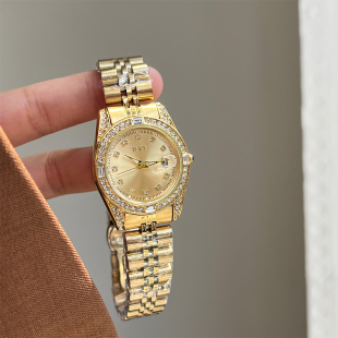 日志镶钻手表女款轻奢小众高级感女士女式2025新款精致钢带腕表金