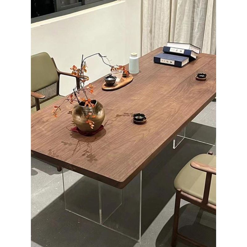 新中式茶桌2025新款高端黑胡桃木实木亚克力茶台现代简约客厅茶台